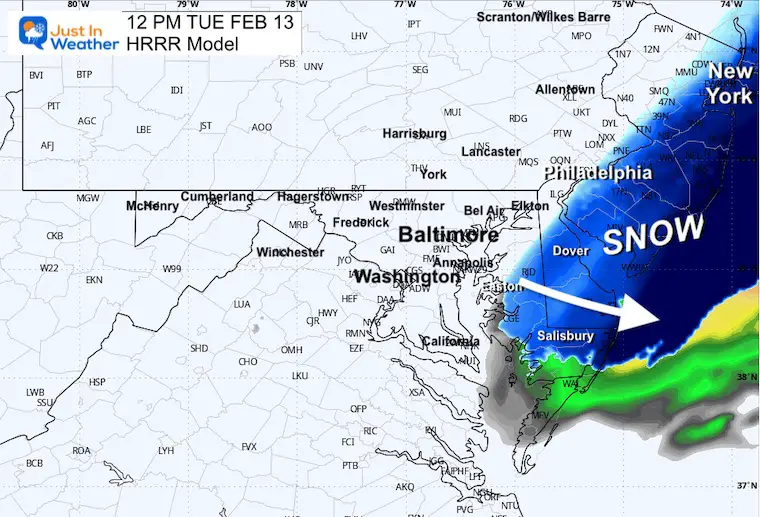 February 13 snow radar Tuesday pm 12
