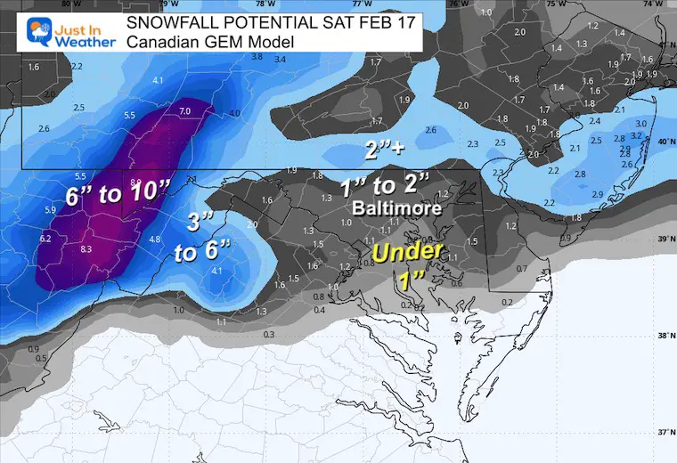 February 14 weather snow forecast Saturday Canadian