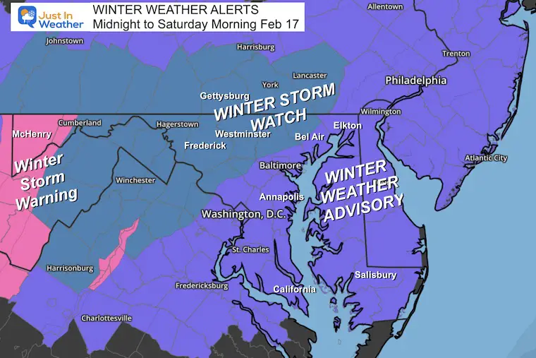 February 16 Winter Weather Advisory Storm Watch Warning