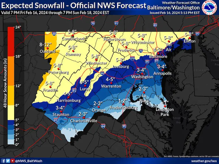 February 17 snow Virginia National Weather Service 