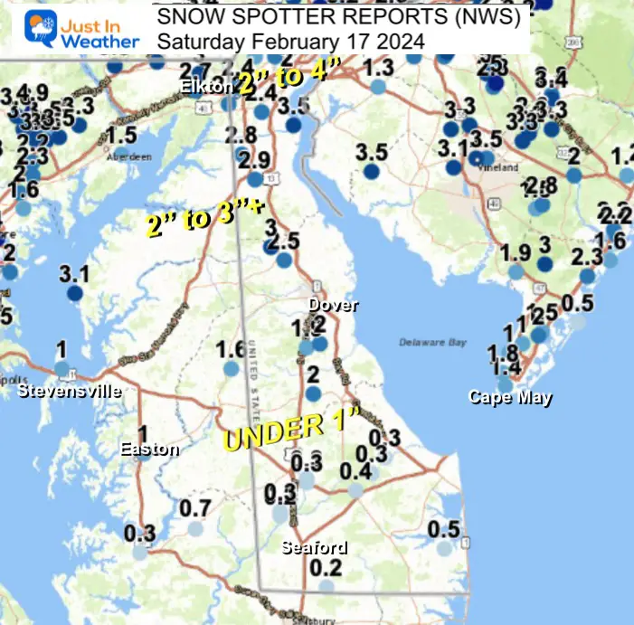 February 17 Snow Spotter Storm Reports Delaware
