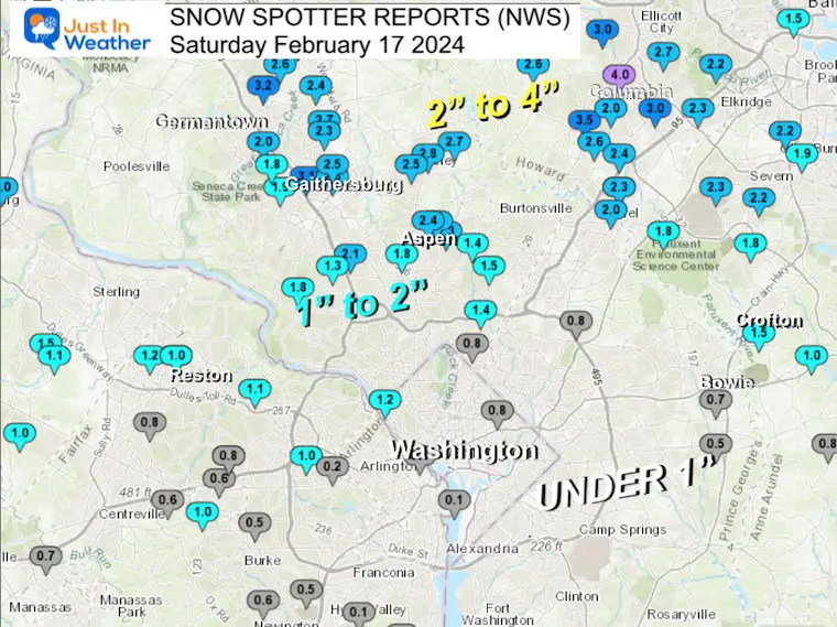 February 17 Snow Spotter Storm Reports Washington