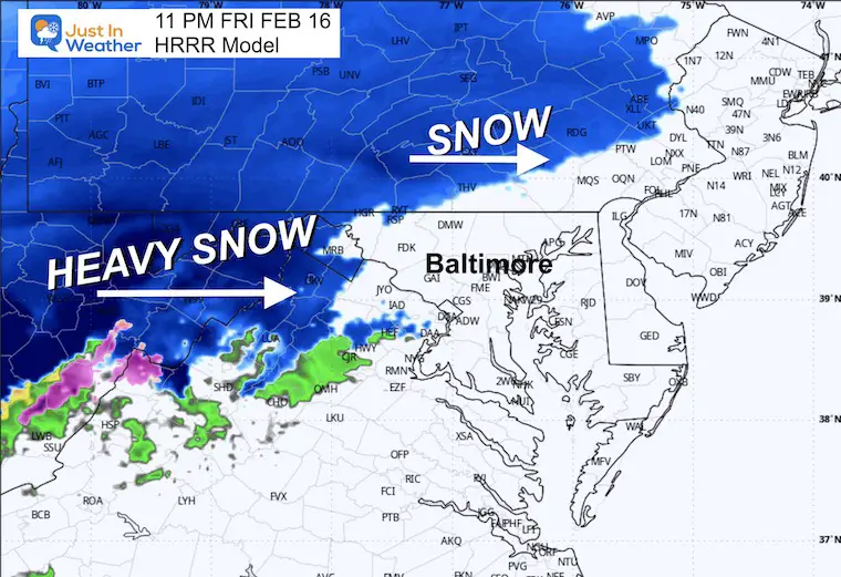 February 17 weather snow radar NAM 11 PM