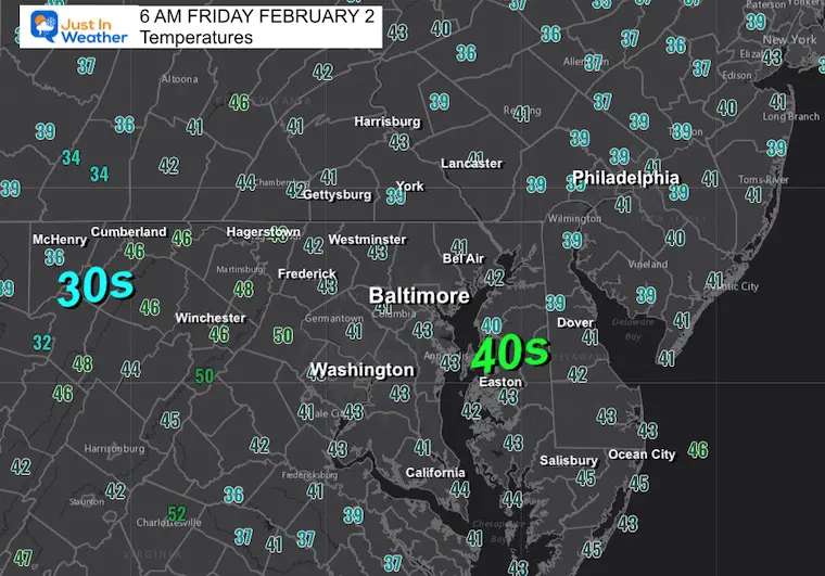 February 2 weather forecast temperatures Friday morning