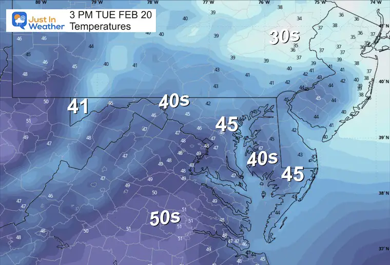 February 20 weather afternoon temperatures 