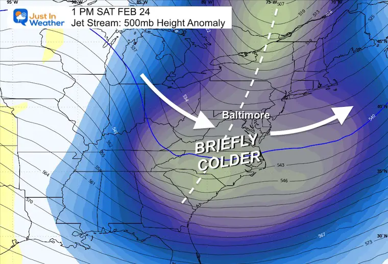 February 21 weather jet stream Saturday 