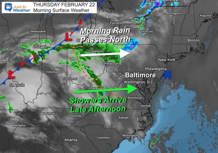 February 22 weather Thursday morning