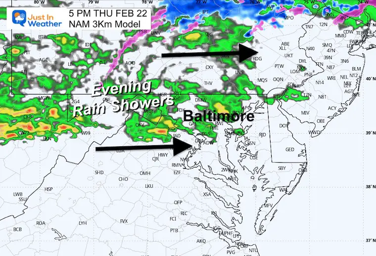 February 22 weather rain radar forecast Thursday afternoon