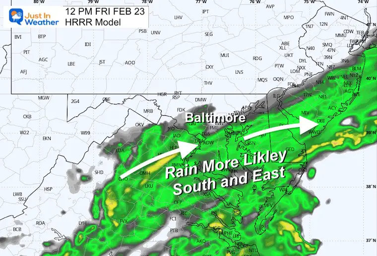 February 23 weather radar Friday noon