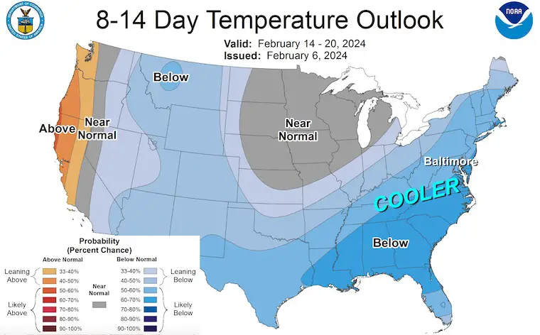 February 6 weather temperature outlook cold