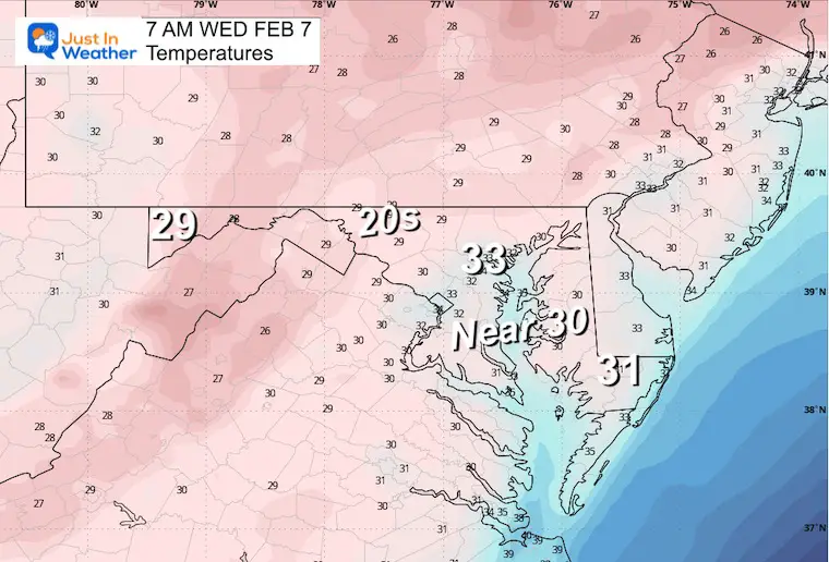 February 6 weather Wednesday morning temperatures