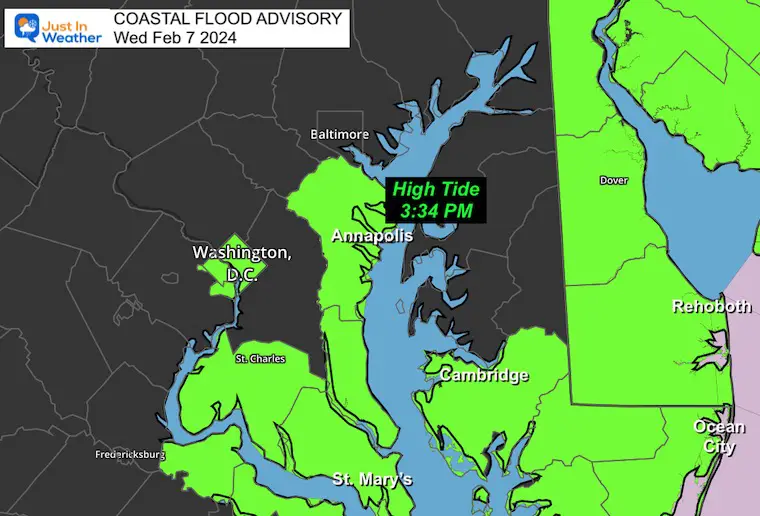 February 7 Coastal Flood Advisory Wednesday