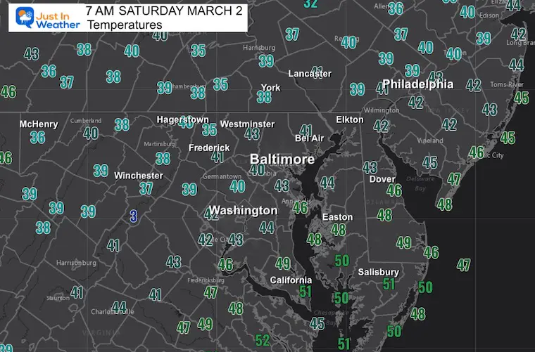 March 2 weather Saturday morning temperatures