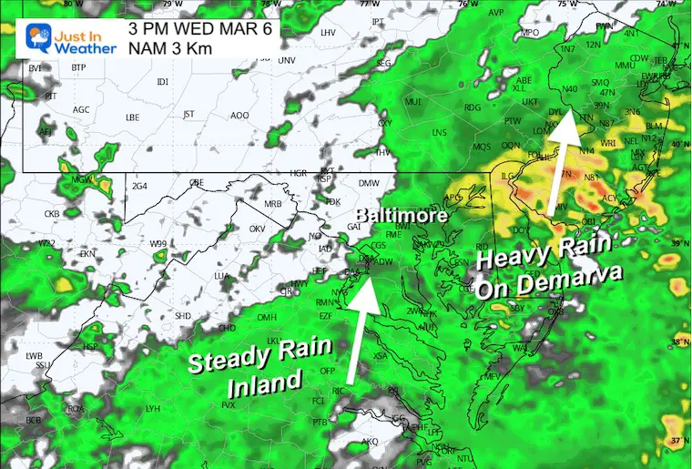 March 6 weather rain radar Wednesday 3 PM