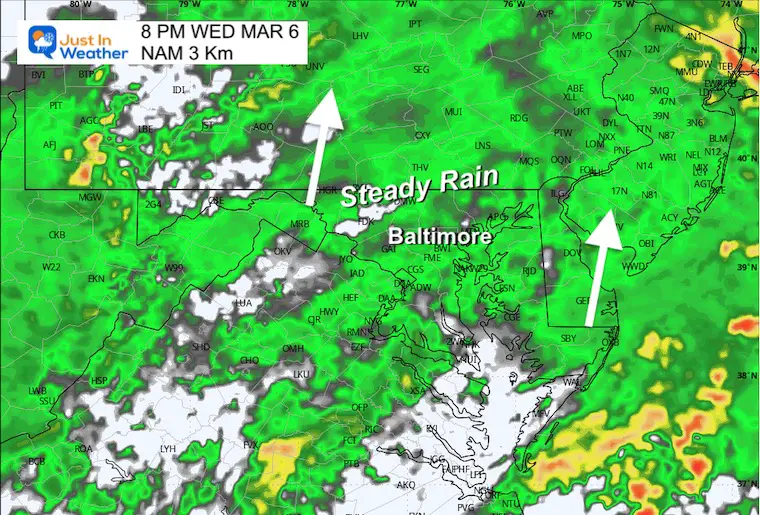 March 6 weather rain radar Wednesday night
