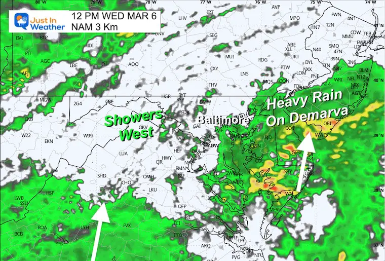 March 6 weather rain radar Wednesday noon