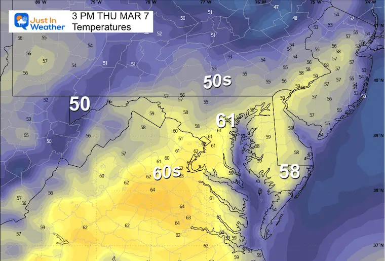 March 6 weather temperatures Thursday afternoon