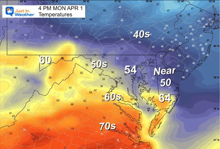 March 31 weather temperatures Monday afternoon