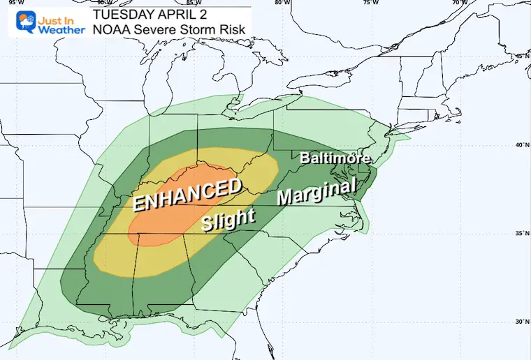 April 1 weather Severe Storm Risk Tuesday