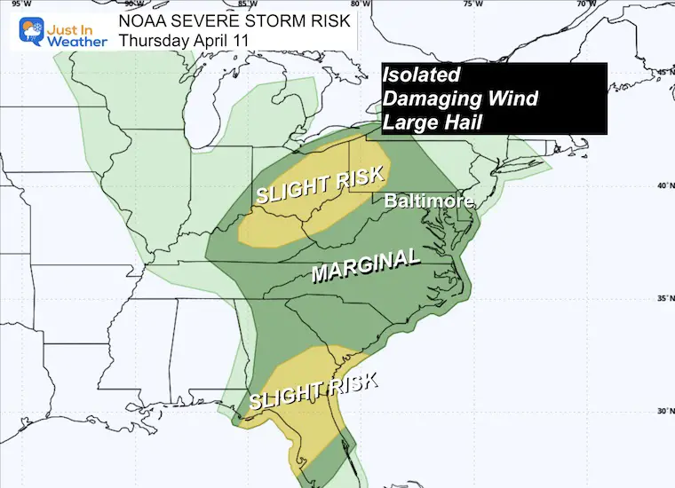 April 10 weather severe storm risk Thursday