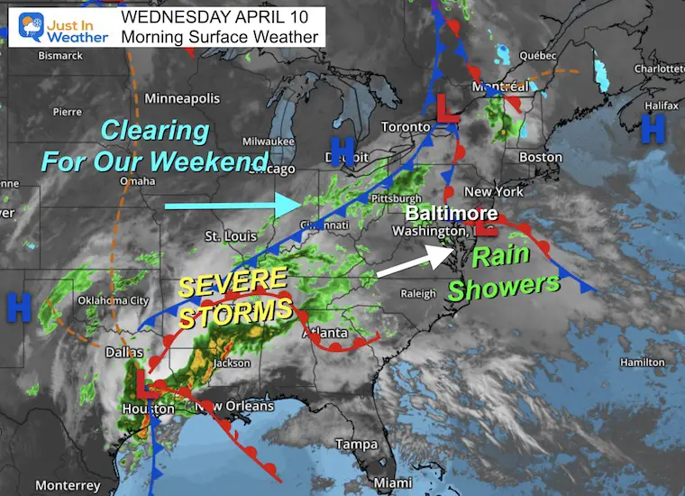 April 10 weather Wednesday morning