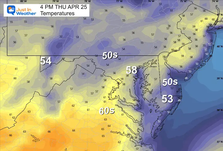 April 24 weather temperatures Thursday afternoon