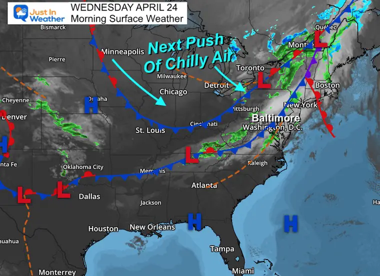 April 24 weather Wednesday morning