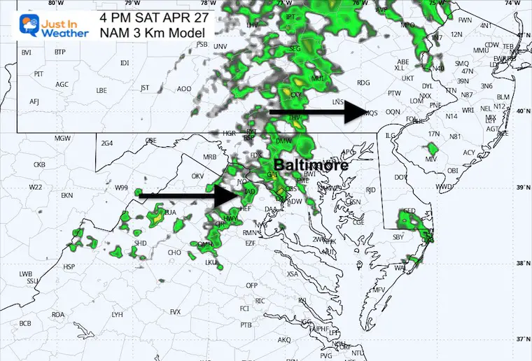 April 27 weather rain forecast radar Saturday afternoon