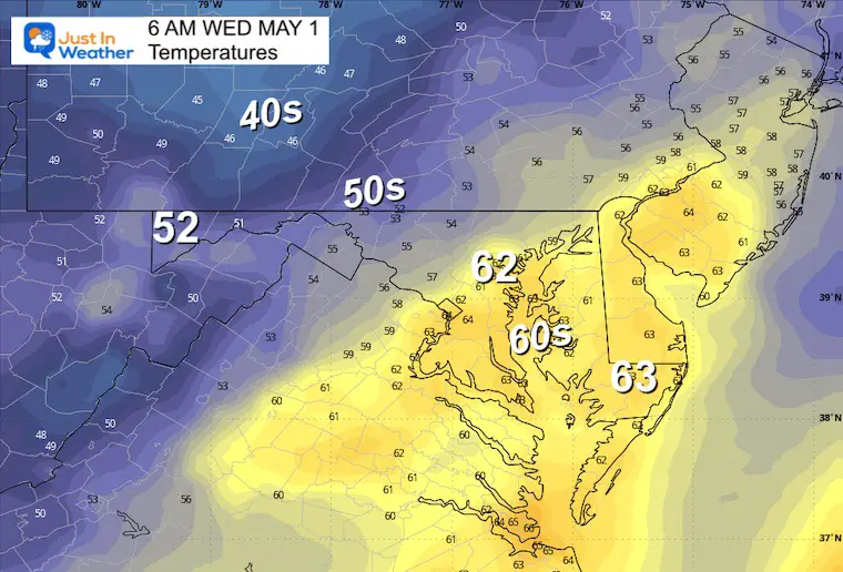 April 30 weather temperatures Wednesday Morning