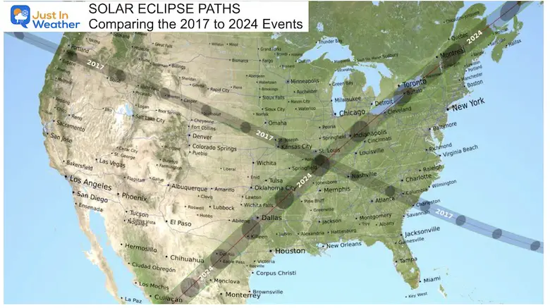 Total Solar Eclipse Map 2017 and 2024