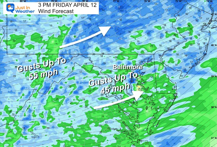 April 12 weather wind forecast Friday afternoon