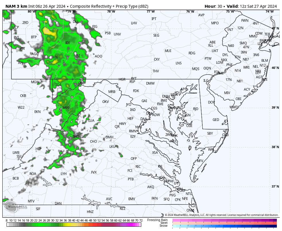 April 26 weather rain radar Saturday