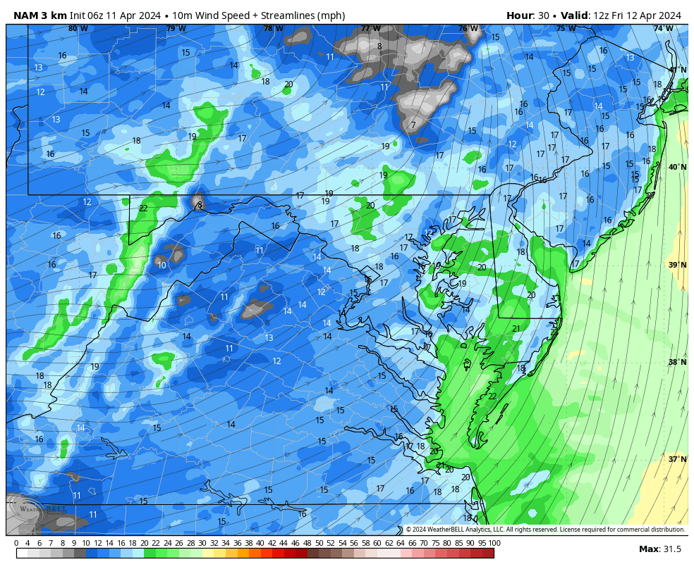 April 11 weather forecast wind Friday