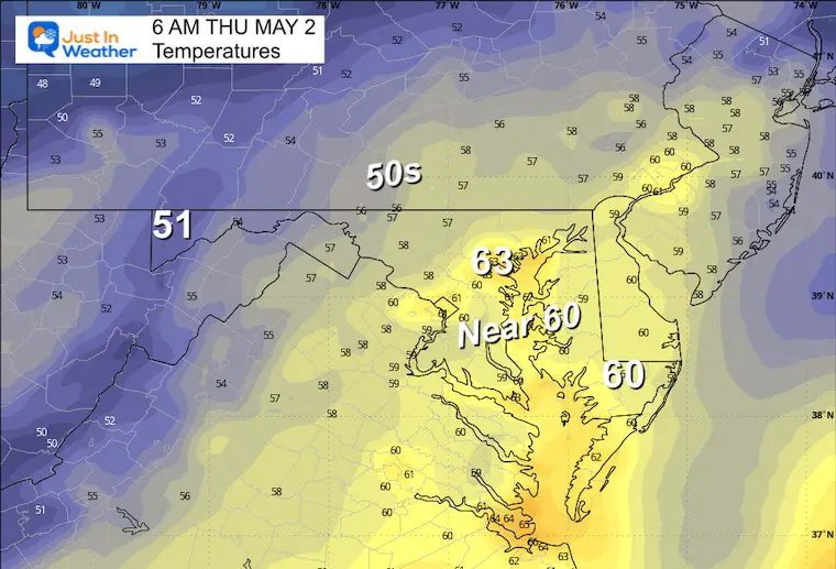 May 1 weather temperatures Thursday morning