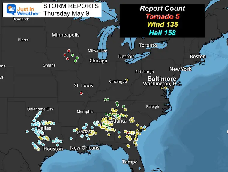 May 10 weather Severe Storm Reports Thursday