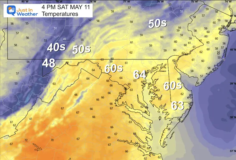 May 11 weather temperatures Saturday afternoon