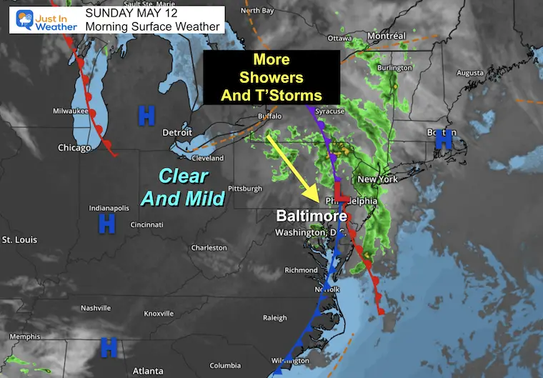 May 12 weather Mothers Day morning