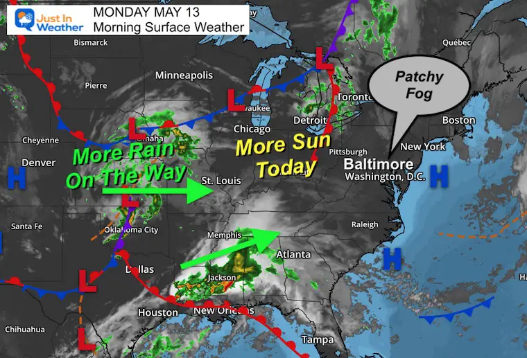 May 13 weather Monday morning