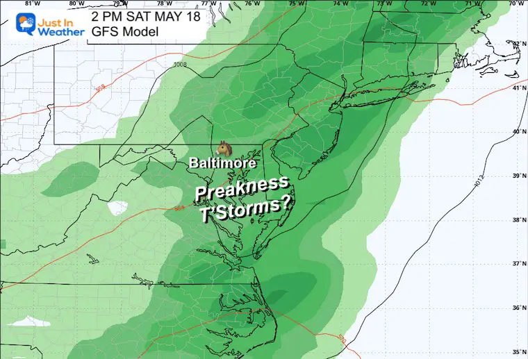 May 13 weather Preakness rain