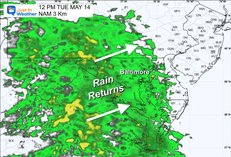 May 13 weather rain radar Tuesday afternoon