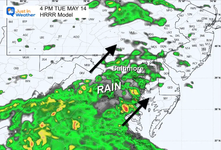 May 14 weather rain forecast Tuesday Afternoon