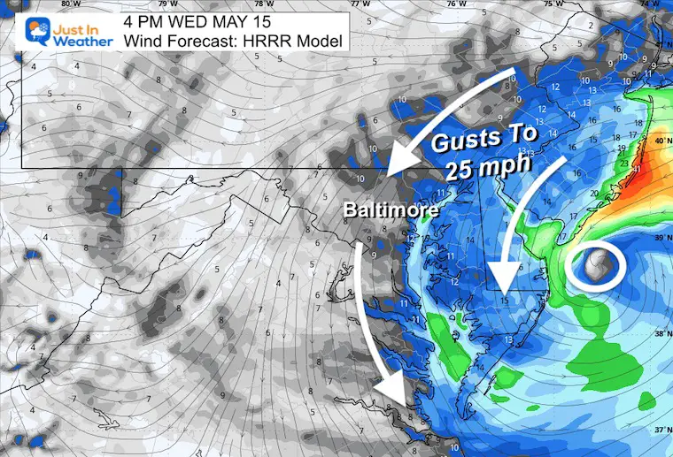 May 15 weather wind forecast Wednesday afternoon