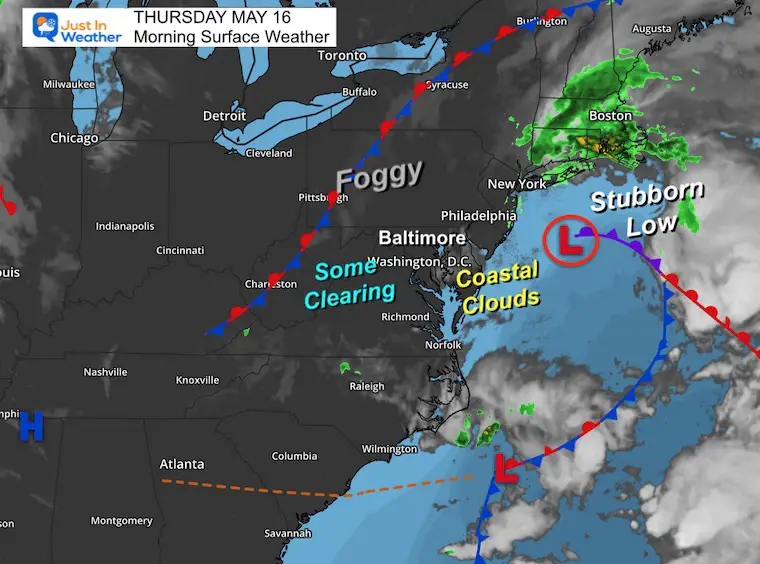 May 16 weather map Thursday morning