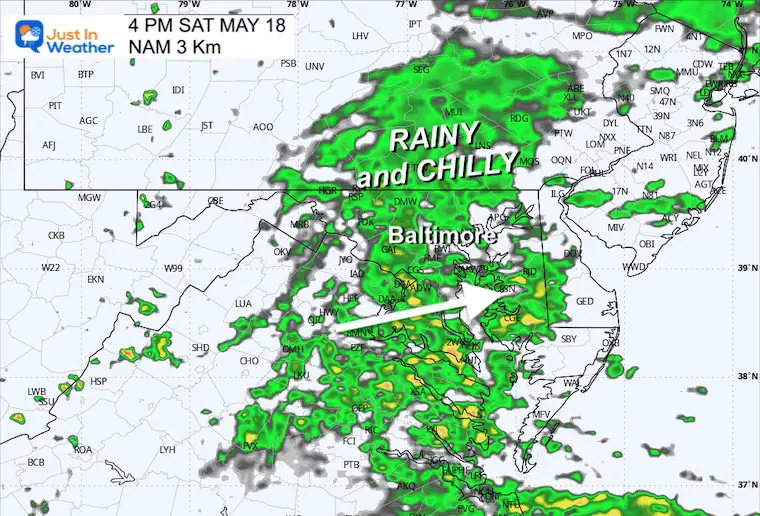 May 17 weather Preakness afternoon rain