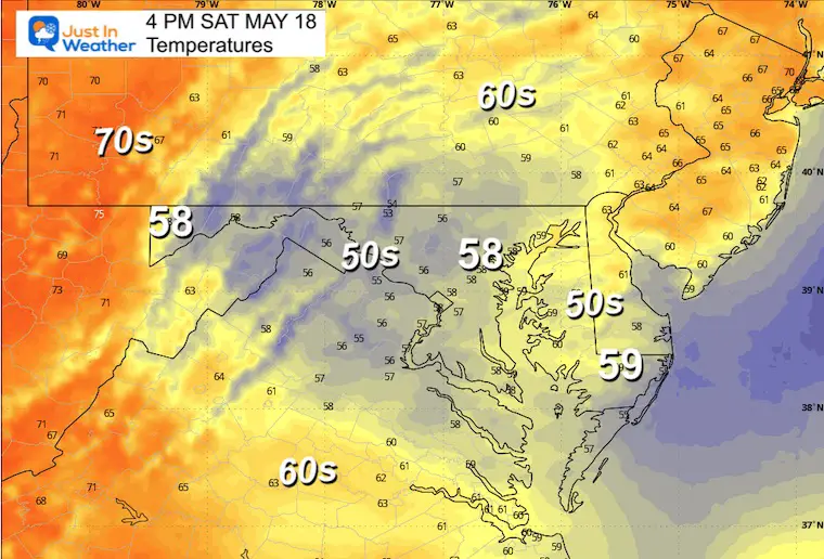 May 17 weather temperatures Saturday afternoon