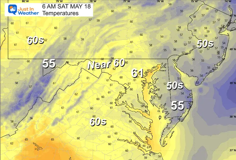 May 17 weather temperatures Saturday morning