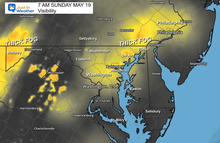 May 19 weather visibility Sunday morning