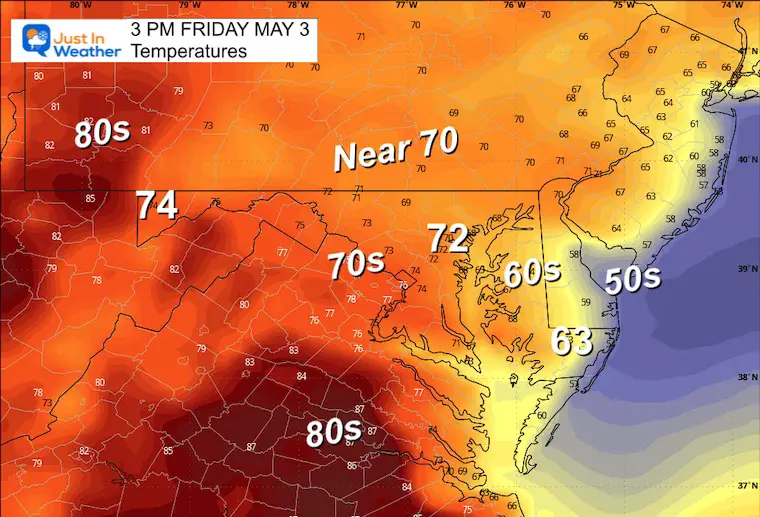 May 2 weather temperatures Friday afternoon