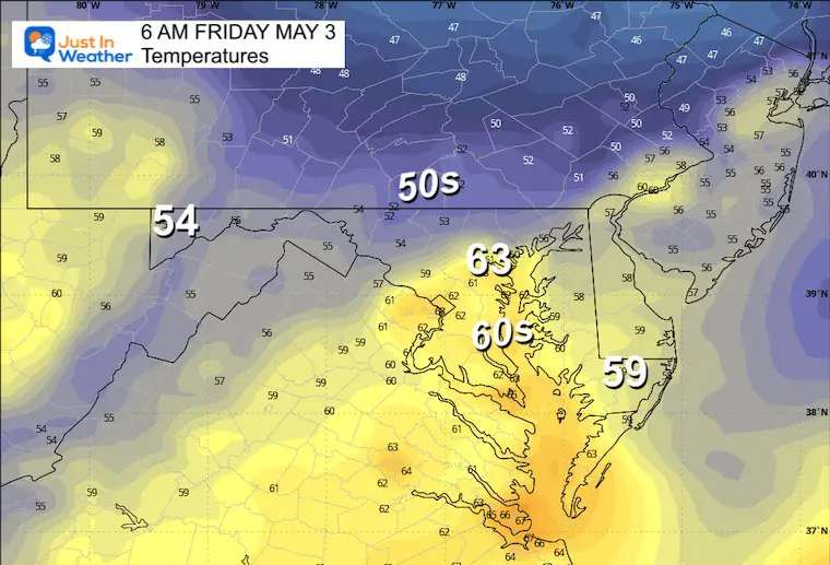May 2 weather temperatures Friday morning