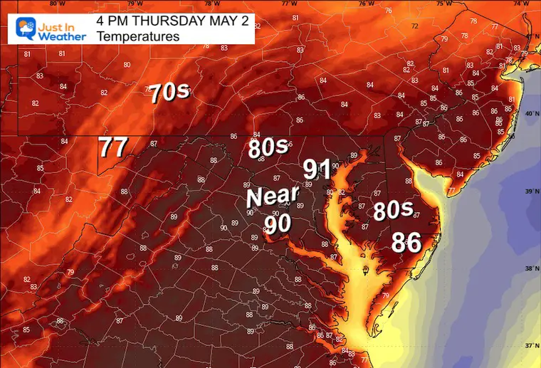 May 2 weather temperatures Thursday afternoon